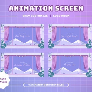 Cozy Room Animated Stream Screens/Transition/Stream Overlay/Panels/Calm/Simple/Aesthetic/Indoor/Cute Theme/Chill/Cozy/Girl Room