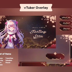 Akasaku Glamour VTuber Animated Stream Package/Stream Overlay/Transition/Panel/VTuber Design/Etsy VTuber/Red Theme/Chinese Theme/VTuberStyle