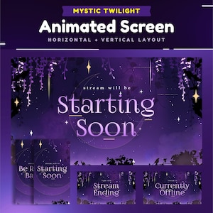 Mystic Twilight Animated Stream Screen for Twitch/Starry Nights Twitch Screens/Crescent Moon Stream Screen/Vertical Stream Screen for TikTok