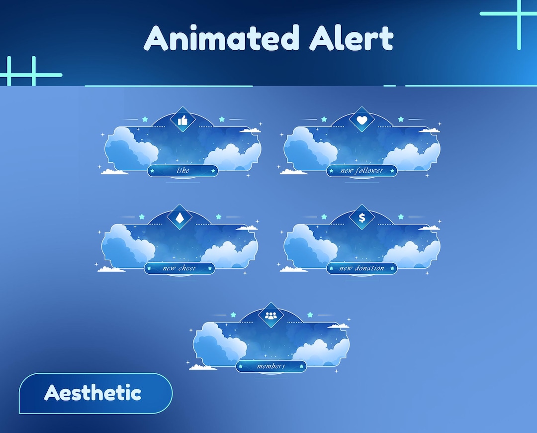 Bluesky Dreams Animated Alert Package/transition/stream Overlay/panels ...