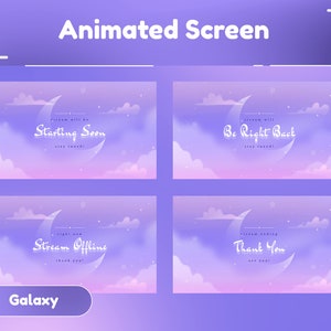 Zilveren maan geanimeerd schermpakket/Kosmisch/Celestial/Twitch-overlay/Paneel/Overgang/Nachtthema/Animatie/Maan/Schattig/esthetisch/kawaii/Eenvoudig