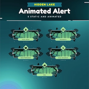 Hidden Lake Animated Stream Alert Overlay: Green Forest (Digital Download)
