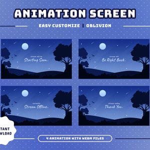 Night Field Animated Stream Package/Transition/Stream Overlay/Panels/Calm/Simple/Aesthetic/Cute Theme/Star/Blue Theme/Forest/Wild