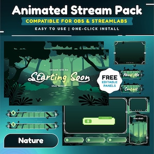 Hidden Lake Animated Stream Overlay Package for Twitch/Nature Green Forest Stream Overlay/Aesthetic Green Animated Background/Lake Forest