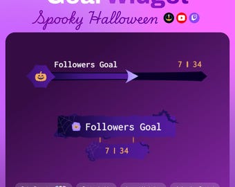 不気味なハロウィン目標ウィジェット | カスタマイズ可能なアニメーション付きTwitchフォロワー目標オーバーレイ | StreamElements Streamlabs OBSグラフィック