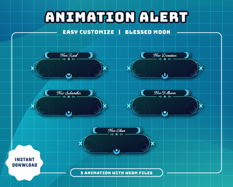 Blessed Moon Animated Stream Alerts, Celestial Theme (webm) - Etsy