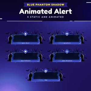 Blue Phantom Shadows Animated Stream Alert for Twitch, Kick and Youtube/Horror Stream Overlay/Halloween/Scarry/Castle Horror/Graveyard