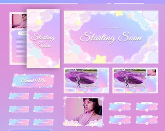 Animated Sugar Starfield Stream Pack: Kawaii Pastel Sky for Twitch and OBS/Streamlabs