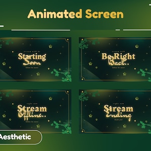 Golden Alchemilla Bildschirm Paket/Calm Theme/Ästhetik/Süsser Bach/Floral/Wald Design/Grünes Theme/Twitch Set/Panels/Grüne Ruhe
