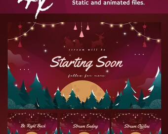 Animated Blessing Christmas Stream Screens: Festive Red Winter Theme for TikTok and OBS/Streamlabs