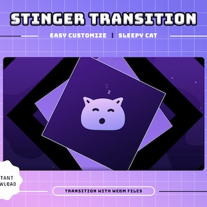 Sleepy Cat Animated Stream Transition/Transition/Stream Overlay/Panels/Barn/Simple/Aesthetic/Kawaii/Cute/Animal/Cozy/Nature/Cat Lovers