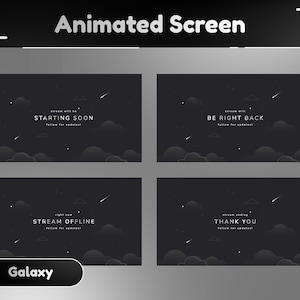 Atmosphere Animated Screen Package/Galaxy/Twitch Set/Panel/Stinger/Celestial Theme/Unique Stream/Aesthetic Dark/Black theme stream overlay