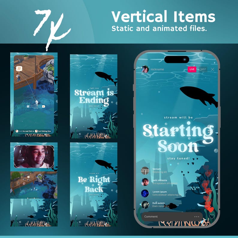 Ocean Reef Animated Twitch OBS Stream Overlay Pack | Nautical Alerts ...