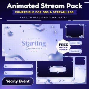 Cosmic Love Tides Animated Stream Overlay Package for Twitch/Lunar Serenade Twitch Overlay/Vertical Stream for TikTok/Valentine/Loving/Cute