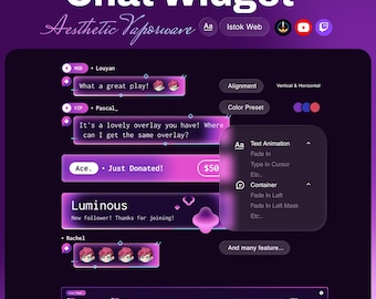 Vaporwave Neon Chat Widget for Streamers | Twitch, YouTube Kick, OBS Streamlabs, Streamelements