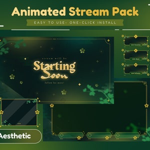 Golden Alchemilla Animiertes Stream Paket/Animation/Wald/Grüne Farbe/Blumen Design//Stream Overlay/Einfach/Ästhetisches Twitch/Florales Thema