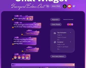 マルチストリームチャットウィジェット | グレイブヤードエコーテーマ | Twitch YouTube Kick TikTok | アニメーションチャット＆アラート | StreamElements OBS