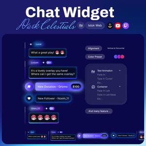 Celestial Chat Widget | Dark Cosmic Theme for Twitch, YouTube (Digital Download)