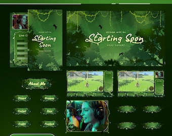 Twitch Nature Forest Stream Overlay Pack | Animated Alerts, Panels, Transitions (Digital Download)