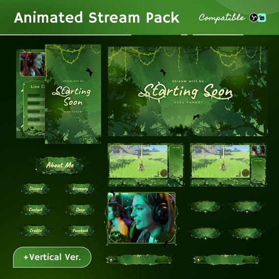 Twitch Nature Forest Stream Overlay Pack | Animated Alerts, Panels, Transitions (Digital Download)
