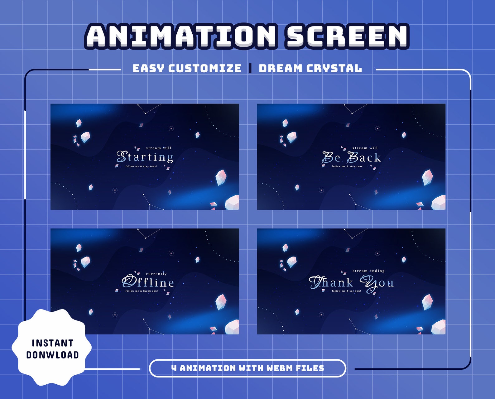 Click Crystal Loading Screen Dream Crystal Animated Stream Screens: Cute Blue Theme (mp4) - Etsy