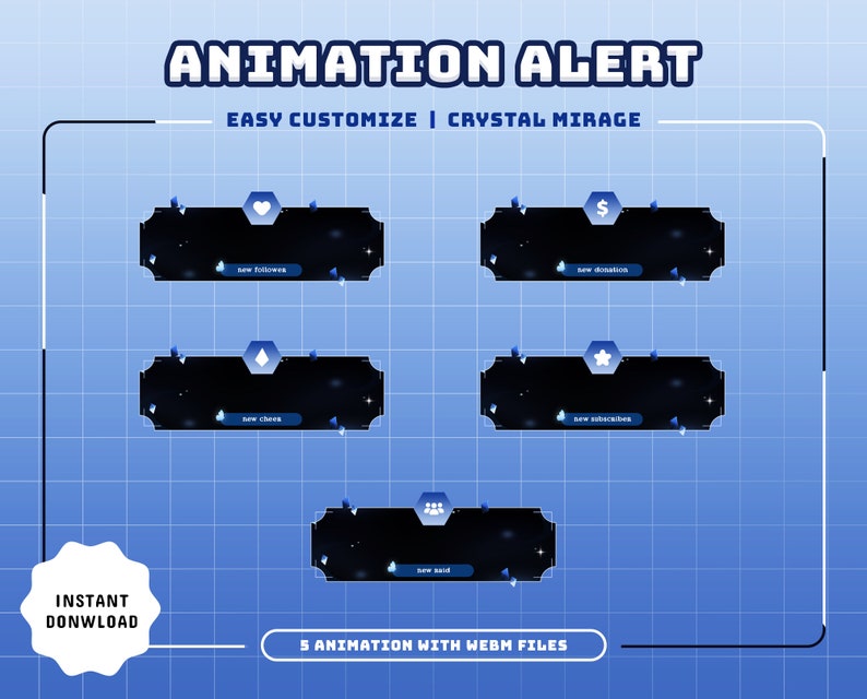 Crystal Mirage animiertes Stream Paket/Übergang/Stream Overlay/Panels/Diamant/Blau/Süßes Thema/Einfach/Glänzend/Cutie/Kristallgalaxie Bild 6