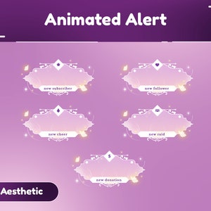 Heavenly Animated Stream Alerts/Transition/Stream Overlay/Panel/Simple Design/Aesthetic/Cute Theme/Cozy/Pastel Color/Purple Color/Kawaii
