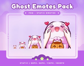 Cute Ghost Emotes Pack – Spooky Kawaii Twitch/Discord (Digital Download)