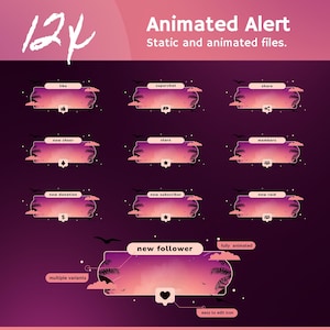 Animated Dreamy Purple and Orange Stream Alerts: Sunset Whimsy Theme for TikTok and OBS/Streamlabs