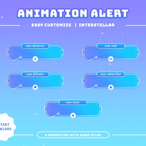 Interstellar Animated Stream Alerts/Transition/Stream Overlay/Panels/Sky/Simple/Aesthetic/Galaxy/Cute Theme/Celestial/Cozy/Outer Space