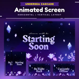 Undersea Cascade Animated Stream Screen Package for Twitch/Sparkling Crystals Background/Aesthetic Vertical Screen for TikTok/Starting Soon