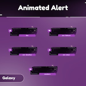 Luminary Star Animated Stream Alerts/Transition/Stream Overlay/Panels/Simple/Aesthetic/Galaxy/Cute Theme/Celestial/Outer Space/Purple/Sky