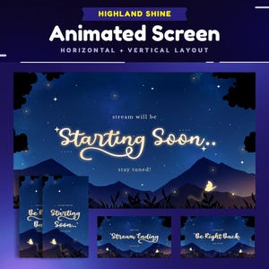 Highlands Shine Animated Stream Screen Package for Twitch/Aesthetic Background/Vertical Screen for Tik Tok/Cozy Stream Overlay/Butterfly