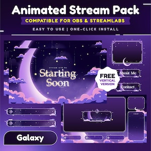 ギャラクティック ドリームウィーブ アニメーション ストリーム パック / ギャラクシー Twitch オーバーレイ / クラウド / パープル オーバーレイ / 天体 Twitch オーバーレイ / ストリーミング アセット / ダークソウル
