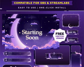 Galactic Dreamweave Animated Stream Pack/Galaxy Twitch Overlay/Cloud /Purple Overlay/Celestial Twitch Overlay/Streaming Assets/Dark Souls