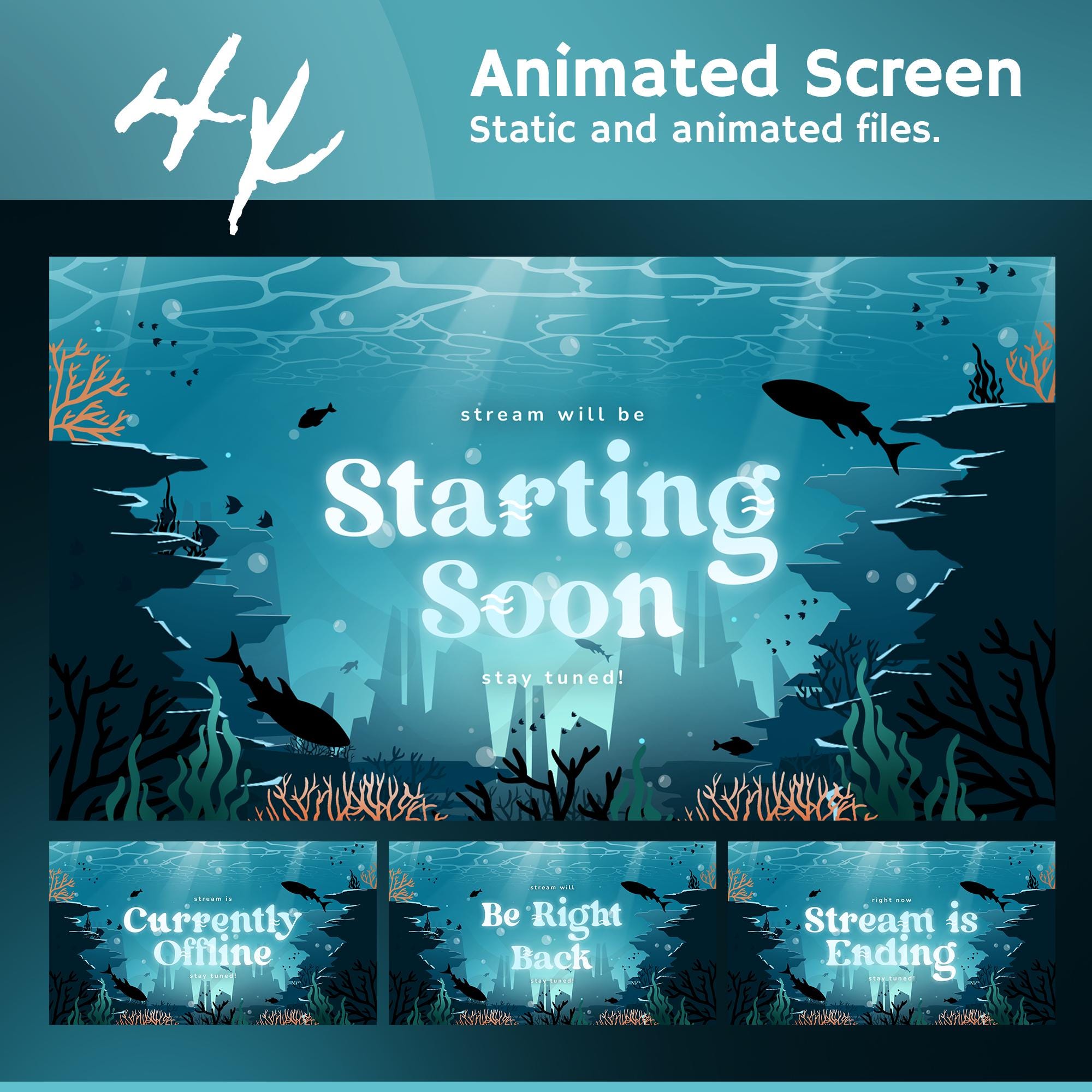 Ocean Reef Animated Twitch OBS Stream Overlay Pack | Nautical Alerts ...