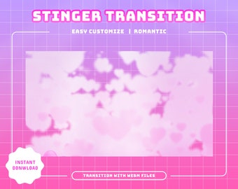 Romantic Animated Stream Transition/Transition/Panels/Girly/Cute/Simple/Chill/Feminine/Lovely/Heart Felt Styles/Valentine/Loving Streamers