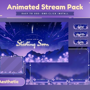 Floral Dreams Animated Stream Package/Aesthetic/Purple Theme/Pastel Theme/Flower Design/Purple Color/Twitch Set/Stream Overlay/Cloud Design