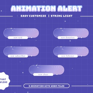String Light Animated Stream Alerts/Transition/Stream Overlay/Panels/Girly/Purple/Lines/Simple/Chill/Feminine/Lovely/Lo-Fi/Anime Art/Cute