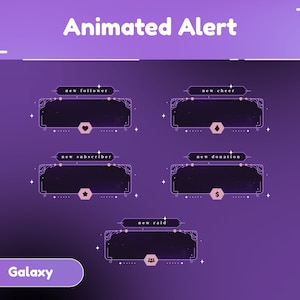 Stellar Sphare Animated Stream Alerts/Transition/Stream Overlay/Panels/Sky/Simple/Aesthetic/Galaxy/Cute/Celestial/Cozy/Outer Space/Purple