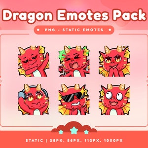Baby Dragon Bundle Emotes Pack For Twitch, Discord, Youtube/Emotes Bundle/Twitch Emote/Cute Emote/Animal Emote/Chibi Emote/Happy/Red Emoji