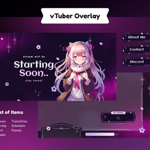 Blooming Galaxy VTuber Animated Stream Package/Stream Overlay/Transition/Panels/Calm/Cute/Aesthetic/VTuber Designs/Etsy VTuber/EtsySpace