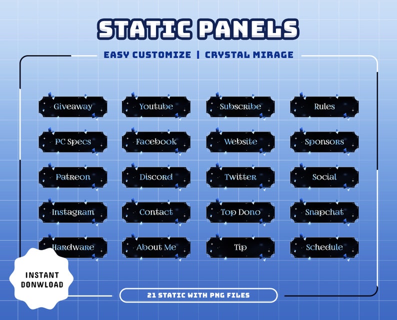 Crystal Mirage animiertes Stream Paket/Übergang/Stream Overlay/Panels/Diamant/Blau/Süßes Thema/Einfach/Glänzend/Cutie/Kristallgalaxie Bild 8