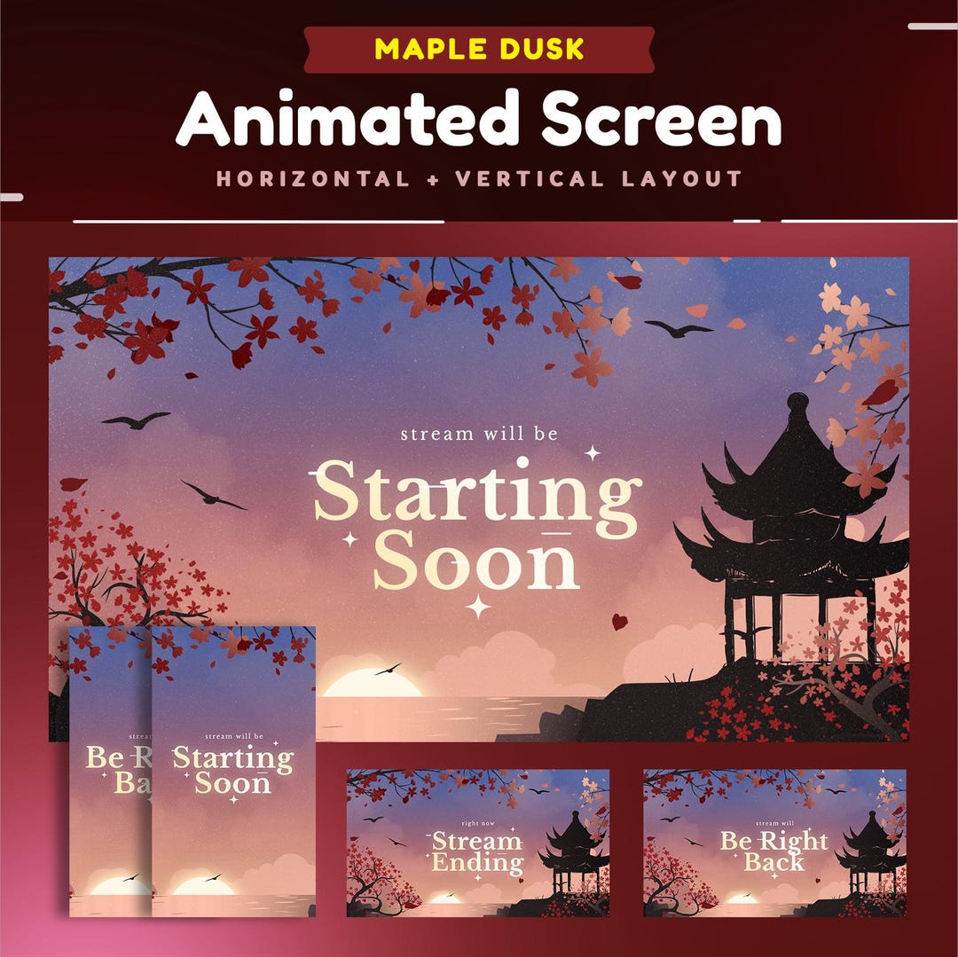 Maple Dusk Animated Stream Screen: Twitch, TikTok (Digital Download ...