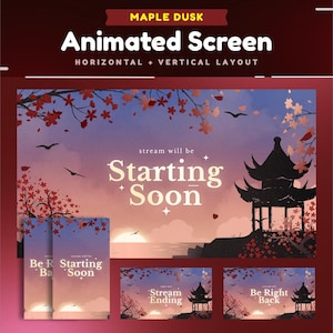 Maple Dusk Animated Stream Screen for Twitch/Stream Screen/Vertical Stream for TikTok/Autumn Aesthetic/Japanese Sunset/ Tranquil Screen