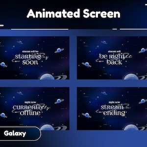 Exoplanet Animated Stream Screen for Twitch, Kick, Youtube/Celestial Theme/Overlay Set/Alert/Panel/Dark Calm Color/Galaxy/Vtuber/Space/Astro
