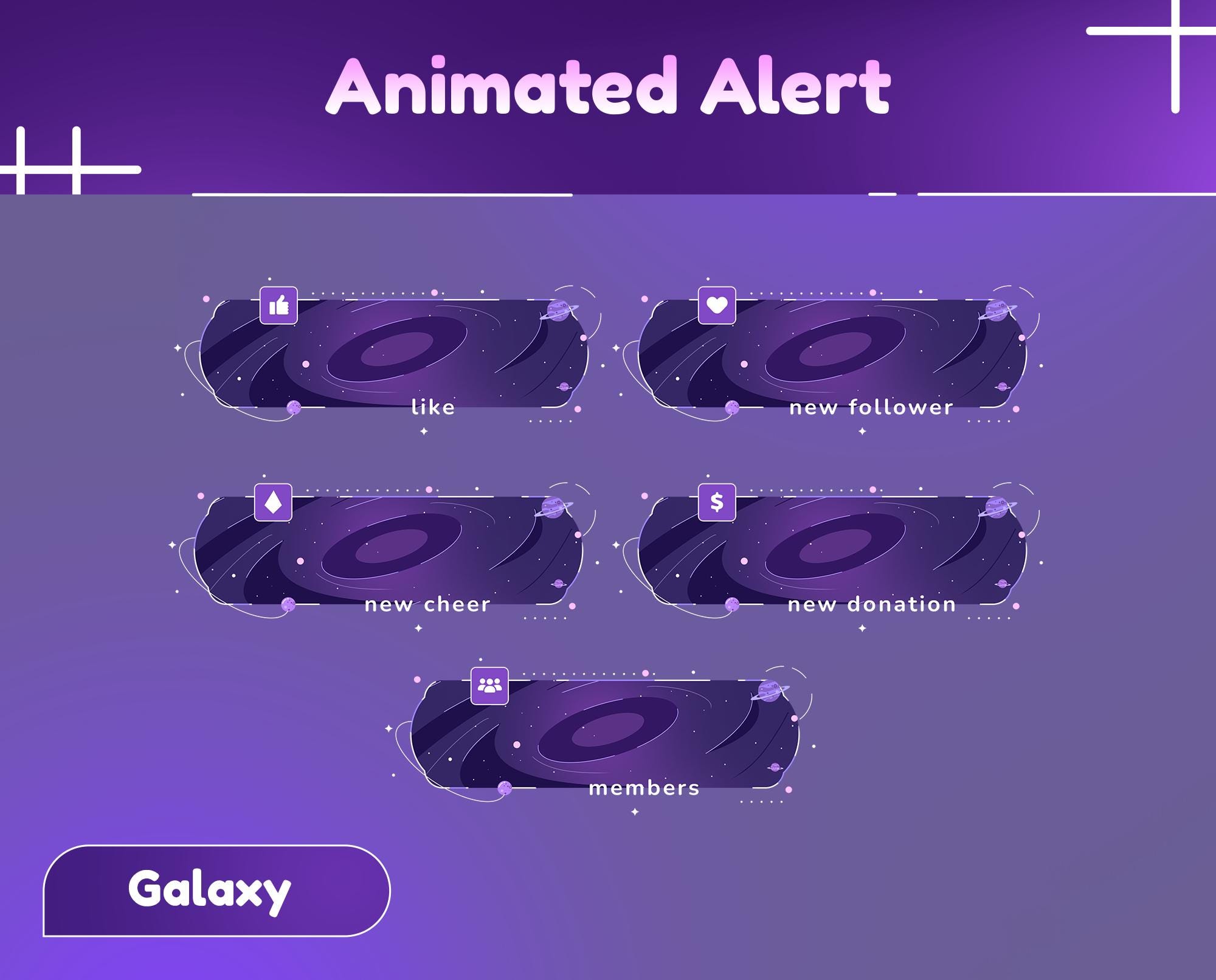 Cosmic Loop Animated Stream Alerts/transition/stream Overlay/panels ...