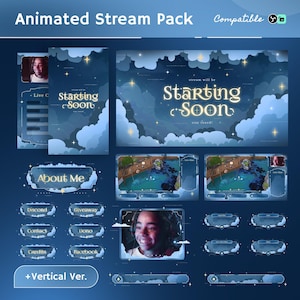 Dreamy Cloud Stream Overlay Pack | Animated Daydream Billows for Twitch, TikTok, OBS
