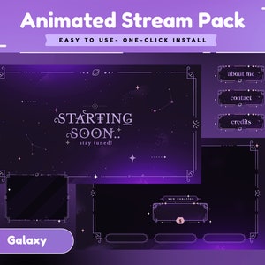 Stellar Sphare Animated Stream Package/Transition/Stream Overlay/Panels/Sky/Simple/Aesthetic/Galaxy/Cute/Celestial/Cozy/Outer Space/Purple
