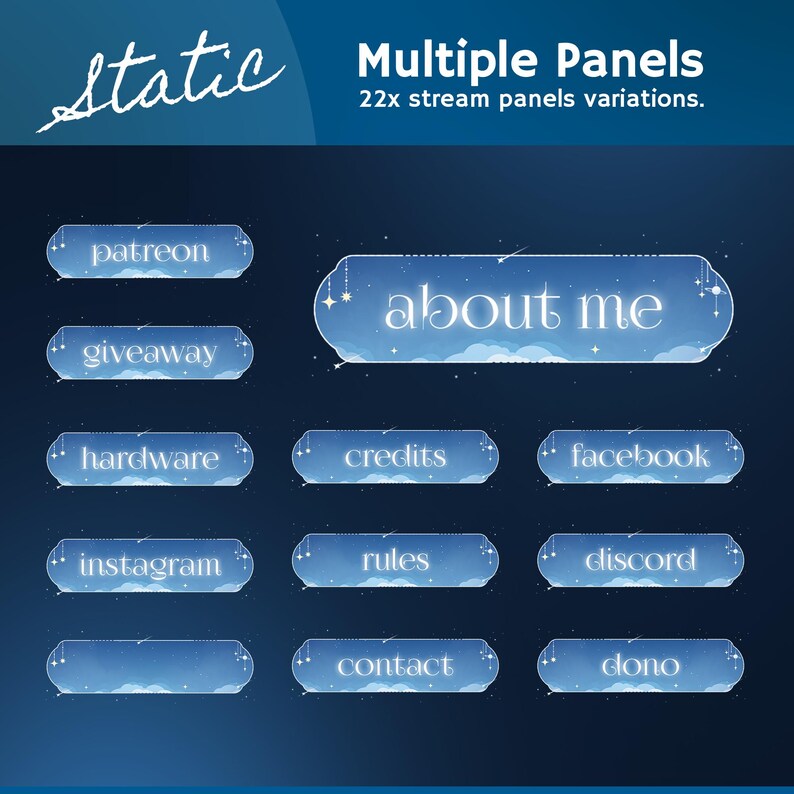 Animated Whimsical Sky Stream Overlay: Cozy Blue Cloudscape for Twitch ...